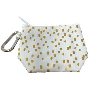 Thirty One Gifts White & Gold Makeup‎ Bag Zipper Clip Cute Compact Travel Purse